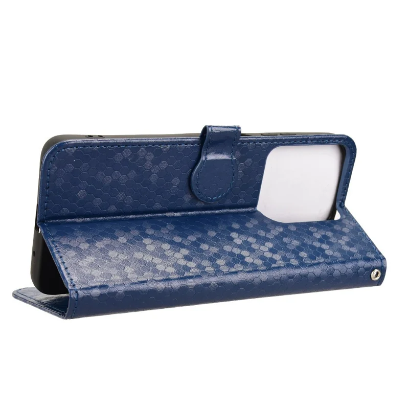 For Motorola Moto G17 Power 4G / G17 4G / G15 4G / G15 Power 4G Wallet Case Dot Pattern Imprint PU Leather Phone Cover - Dark Blue
