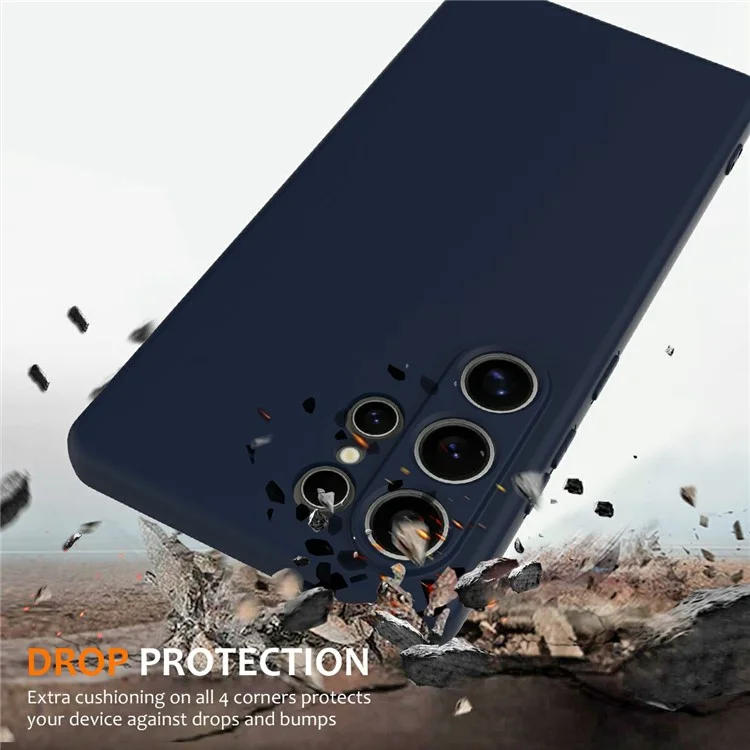 Capa para Samsung Galaxy S25 Ultra compatível com MagSafe, capa de silicone líquido para celular com cordão - Azul escuro