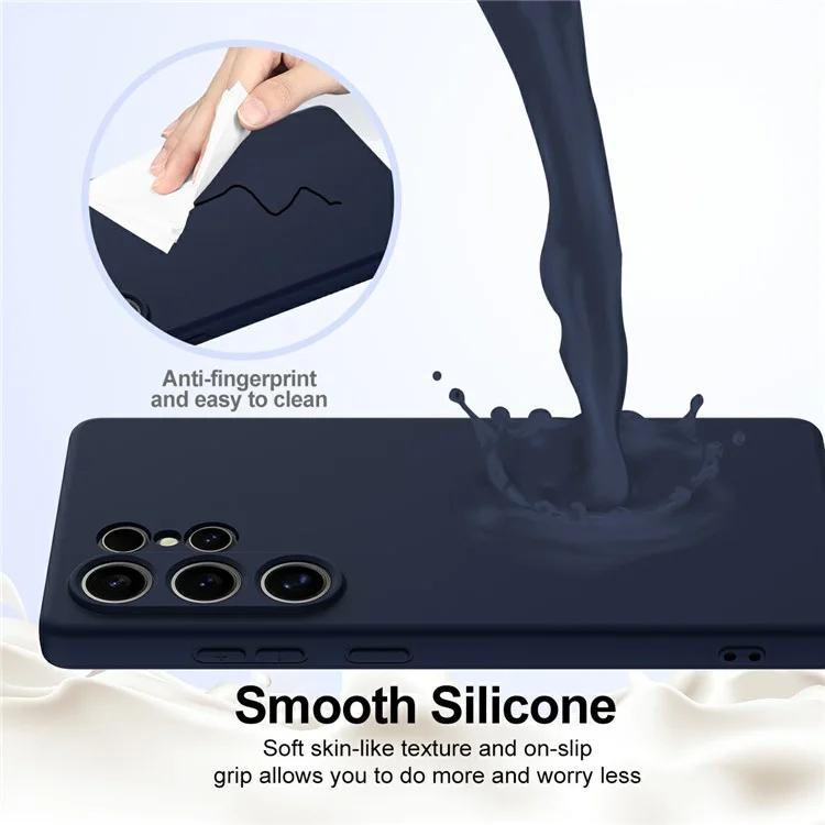 Capa para Samsung Galaxy S25 Ultra compatível com MagSafe, capa de silicone líquido para celular com cordão - Azul escuro