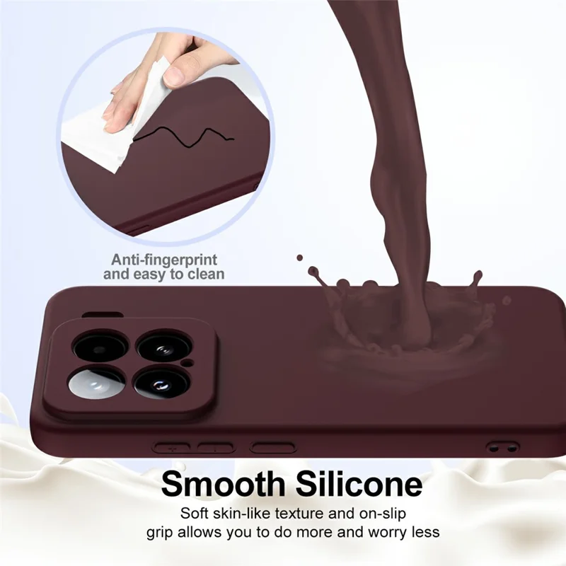 For Xiaomi 15 Magnetic Case Liquid Silicone Phone Cover with Lanyard - Wine Red