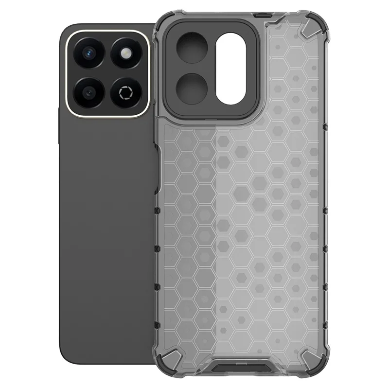 For Honor Play 60 Plus 5G Case PC + TPU Phone Cover Honeycomb Shape - Black