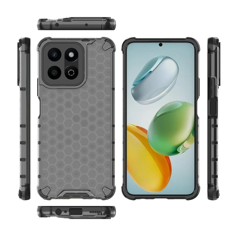 For Honor Play 60 Plus 5G Case PC + TPU Phone Cover Honeycomb Shape - Black