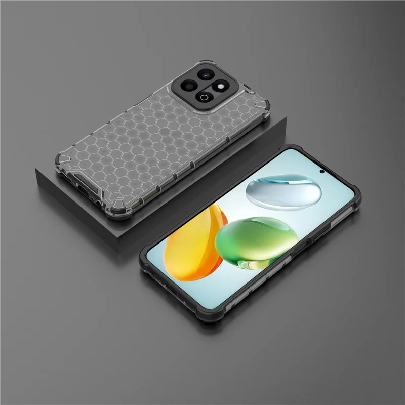 For Honor Play 60 Plus 5G Case PC + TPU Phone Cover Honeycomb Shape - Black