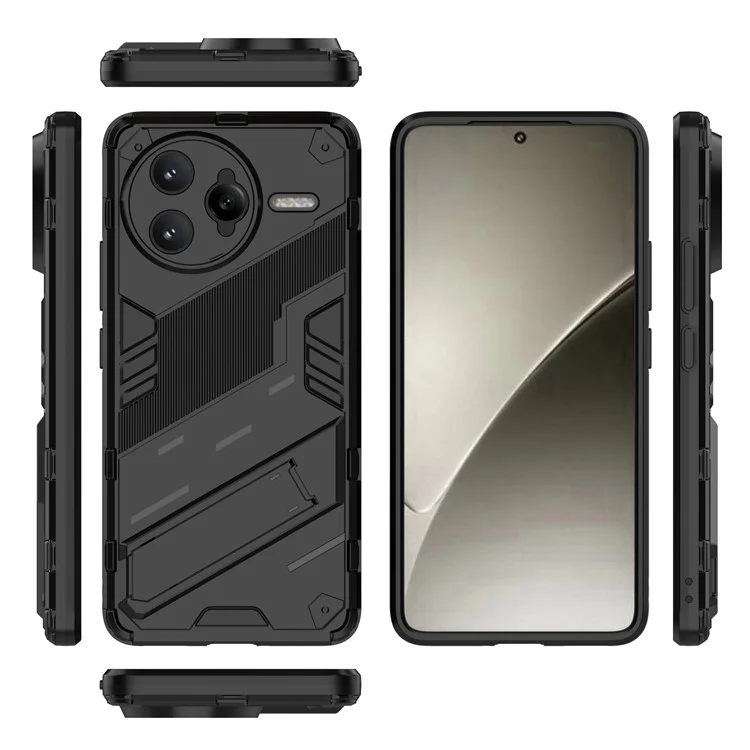 Coque de protection pour Xiaomi Redmi K80 Pro 5G en PC + TPU antichoc avec support - Noir