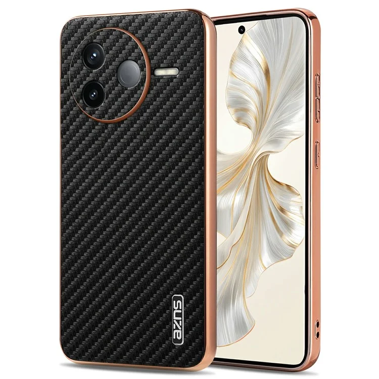 Custodia per Xiaomi Redmi K80 5G AZNS, con texture in fibra di carbonio con elettrodeposizione, in PU + TPU - Nera