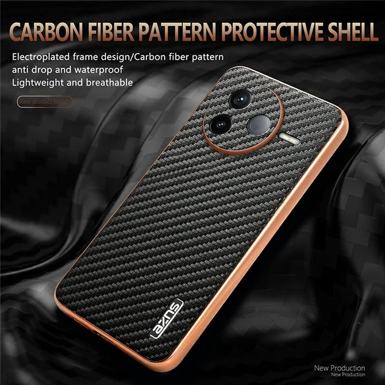Custodia per Xiaomi Redmi K80 5G AZNS, con texture in fibra di carbonio con elettrodeposizione, in PU + TPU - Nera