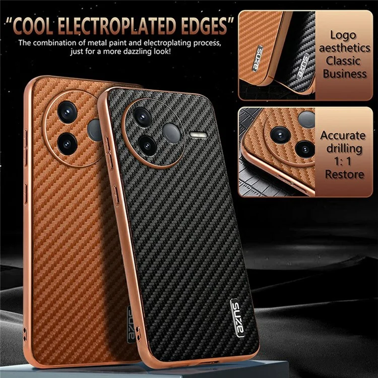 Custodia per Xiaomi Redmi K80 5G AZNS, con texture in fibra di carbonio con elettrodeposizione, in PU + TPU - Nera