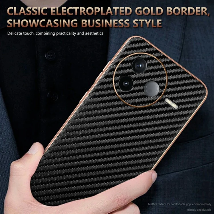 Custodia per Xiaomi Redmi K80 5G AZNS, con texture in fibra di carbonio con elettrodeposizione, in PU + TPU - Nera