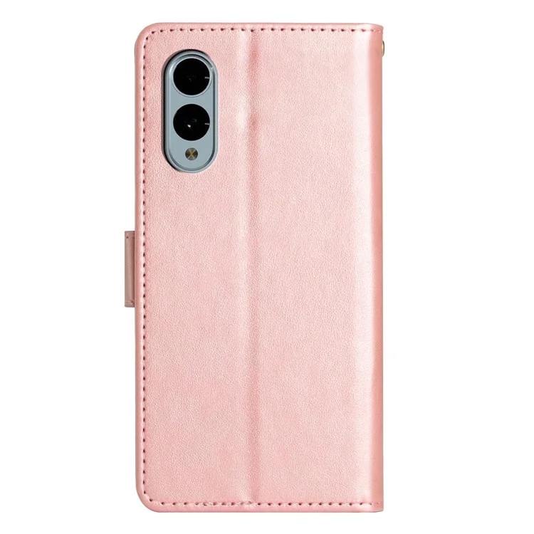 Für Fujitsu Arrows We2 F-52E Hülle Kunstleder Handytasche mit Schlaufe - Roségold