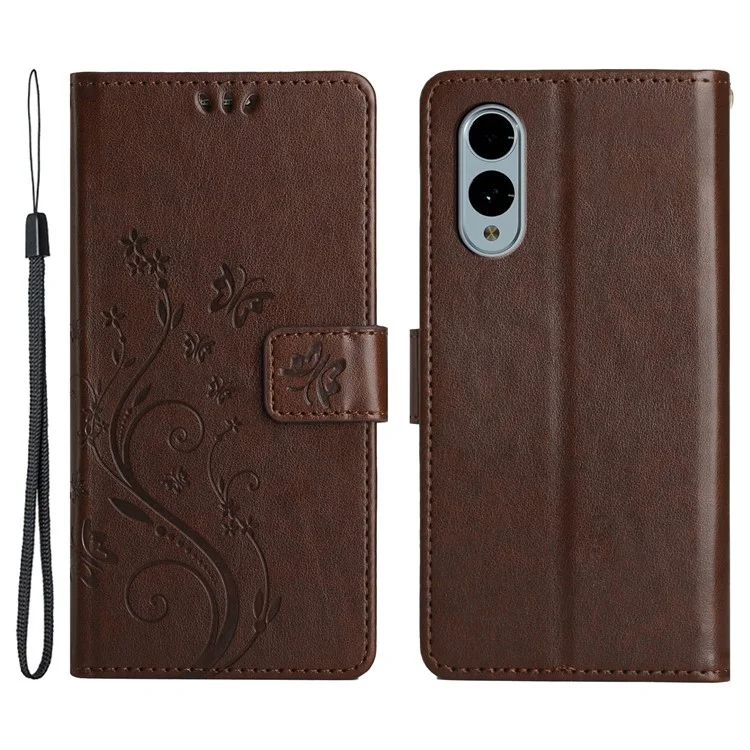 For Fujitsu Arrows We2 F-52E Case PU Leather Phone Wallet Cover with Strap - Brown