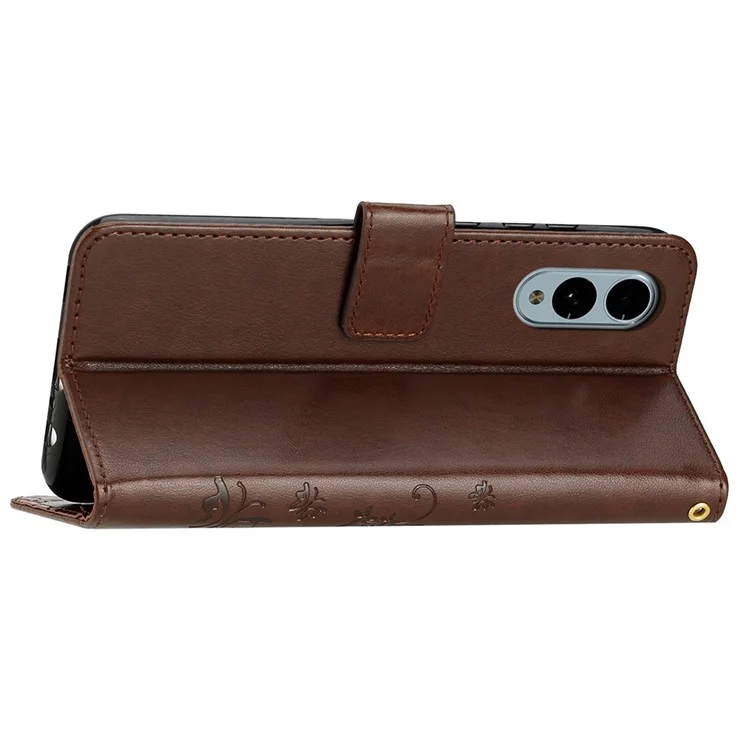 For Fujitsu Arrows We2 F-52E Case PU Leather Phone Wallet Cover with Strap - Brown
