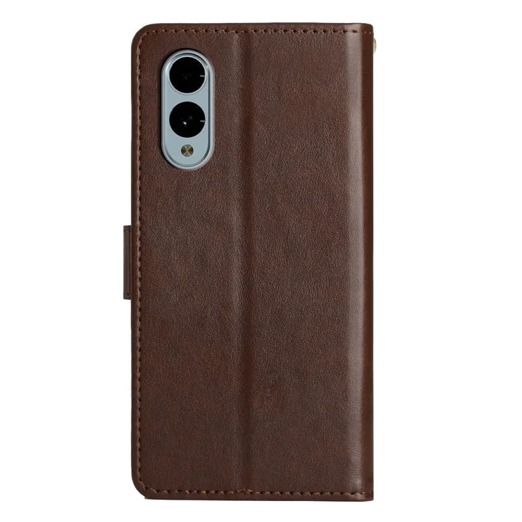 For Fujitsu Arrows We2 F-52E Case PU Leather Phone Wallet Cover with Strap - Brown