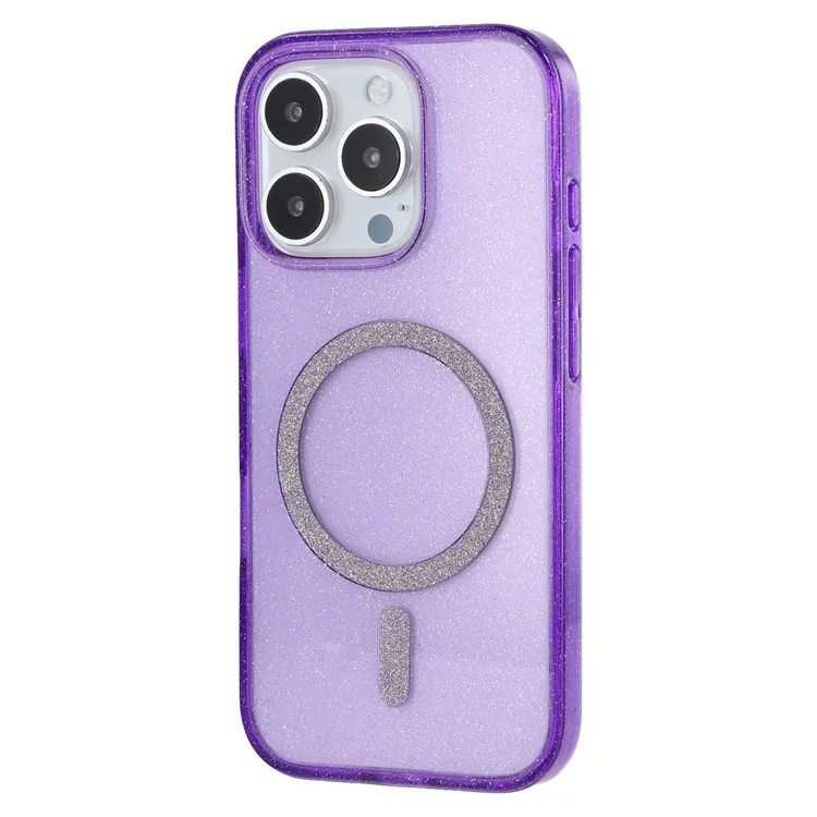Coque pour iPhone 16 Pro Max compatible avec MagSafe 2.0mm PC + Housse de téléphone pailletée en TPU - Violet
