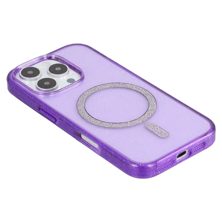 Coque pour iPhone 16 Pro Max compatible avec MagSafe 2.0mm PC + Housse de téléphone pailletée en TPU - Violet