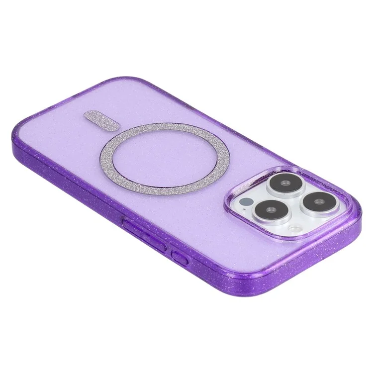 Coque pour iPhone 16 Pro Max compatible avec MagSafe 2.0mm PC + Housse de téléphone pailletée en TPU - Violet