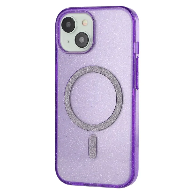 Coque pour iPhone 14 compatible avec MagSafe 2.0mm PC + couverture de téléphone scintillante en TPU - Violet