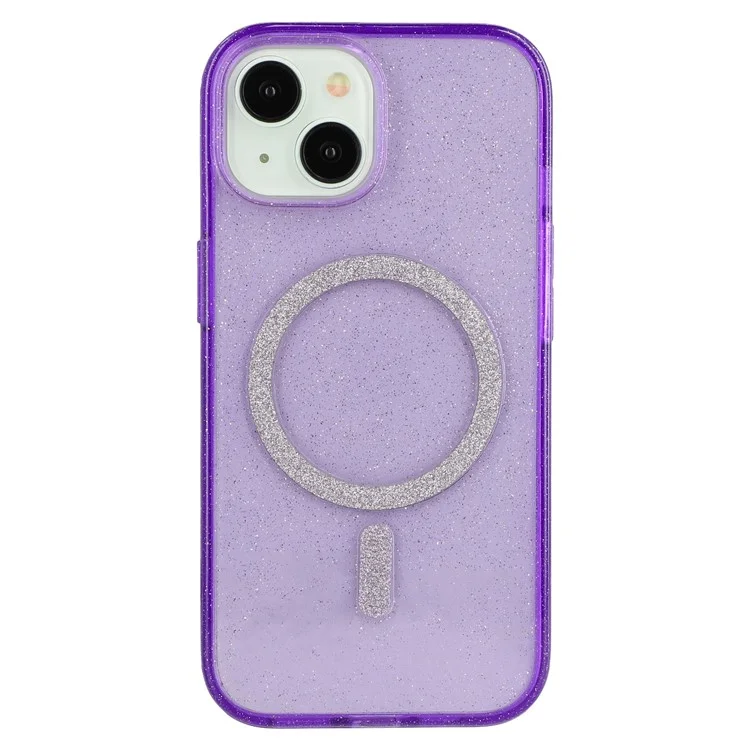 Coque pour iPhone 14 compatible avec MagSafe 2.0mm PC + couverture de téléphone scintillante en TPU - Violet