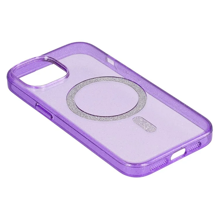 Coque pour iPhone 14 compatible avec MagSafe 2.0mm PC + couverture de téléphone scintillante en TPU - Violet