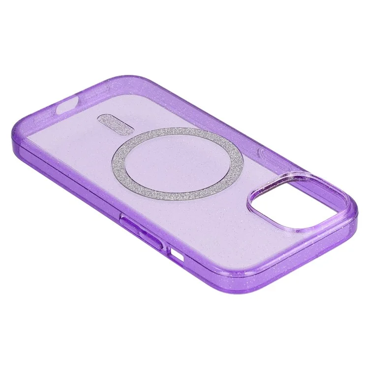 Coque pour iPhone 14 compatible avec MagSafe 2.0mm PC + couverture de téléphone scintillante en TPU - Violet