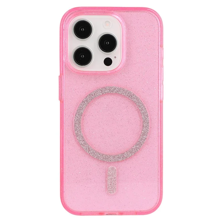 Coque pour iPhone 15 Pro Max compatible avec MagSafe 2.0mm PC + TPU Glitter Phone Cover - Rose