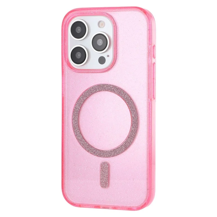 Coque pour iPhone 14 Pro Max compatible avec MagSafe 2.0mm PC + TPU pailleté - Rose