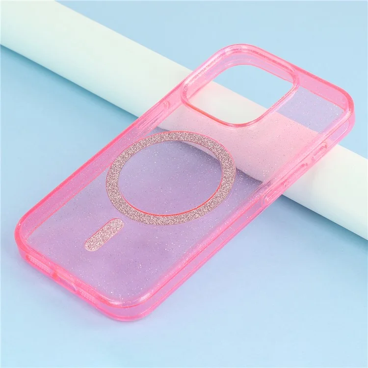 Coque pour iPhone 14 Pro Max compatible avec MagSafe 2.0mm PC + TPU pailleté - Rose