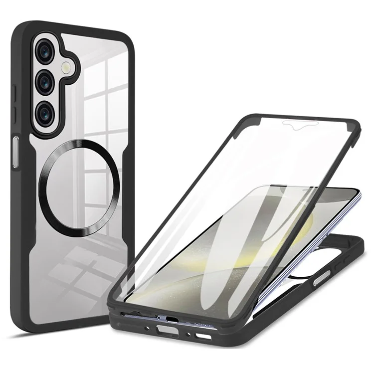 Coque compatible avec Samsung Galaxy A36 5G / A56 5G avec MagSafe, en PC + TPU + acrylique pour une protection complète - Noire