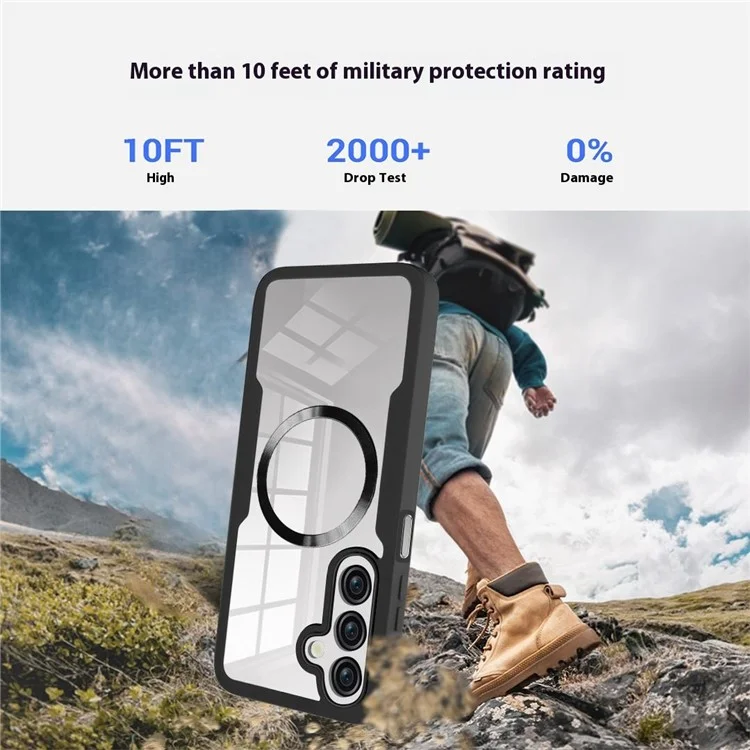 Coque compatible avec Samsung Galaxy A36 5G / A56 5G avec MagSafe, en PC + TPU + acrylique pour une protection complète - Noire