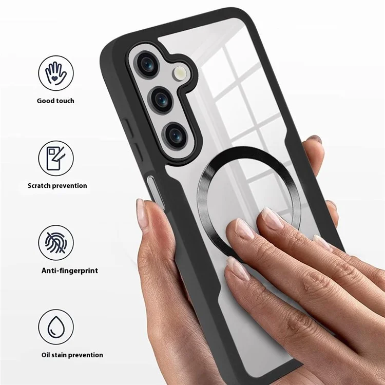 Coque compatible avec Samsung Galaxy A36 5G / A56 5G avec MagSafe, en PC + TPU + acrylique pour une protection complète - Noire