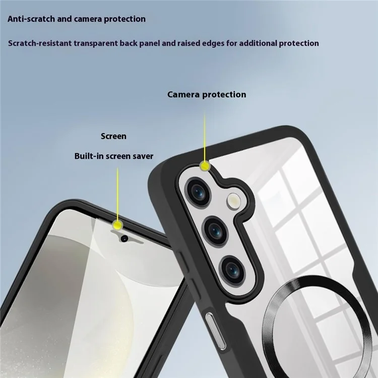 Coque compatible avec Samsung Galaxy A36 5G / A56 5G avec MagSafe, en PC + TPU + acrylique pour une protection complète - Noire