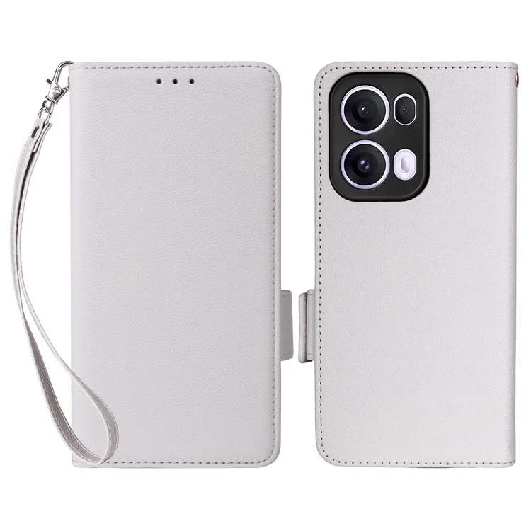 Custodia per Oppo Reno13 Pro 5G, texture in pelle di litchi, portafoglio a portafoglio, copertina per telefono - Bianco