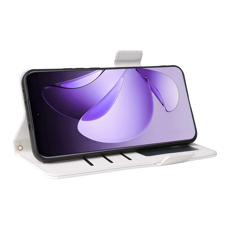 Custodia per Oppo Reno13 Pro 5G, texture in pelle di litchi, portafoglio a portafoglio, copertina per telefono - Bianco