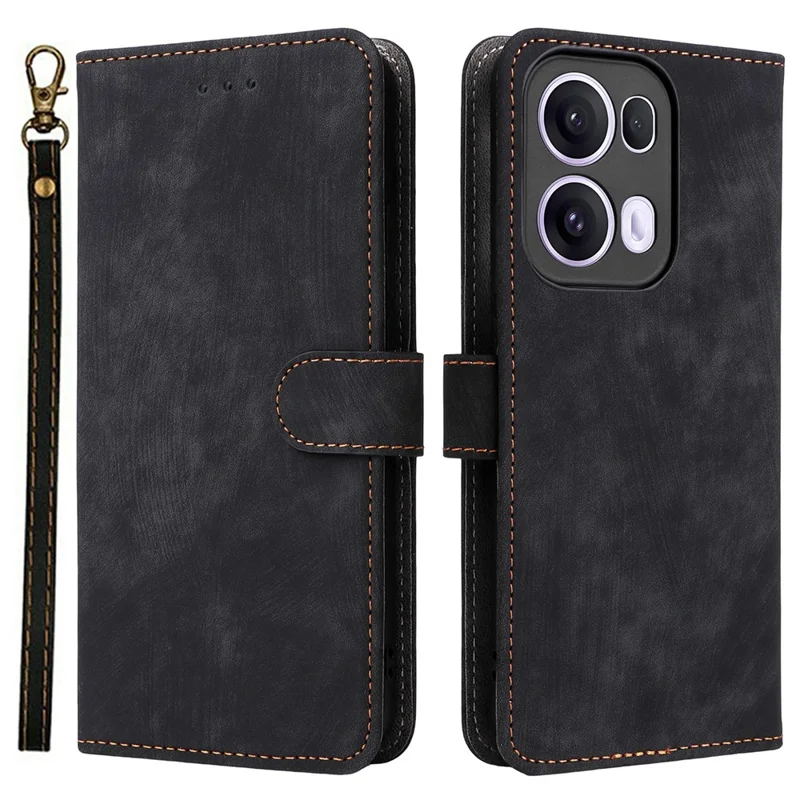 Custodia a portafoglio per Oppo Reno13 Pro 5G, in pelle PU con blocco RFID, con supporto e finestra - Nero