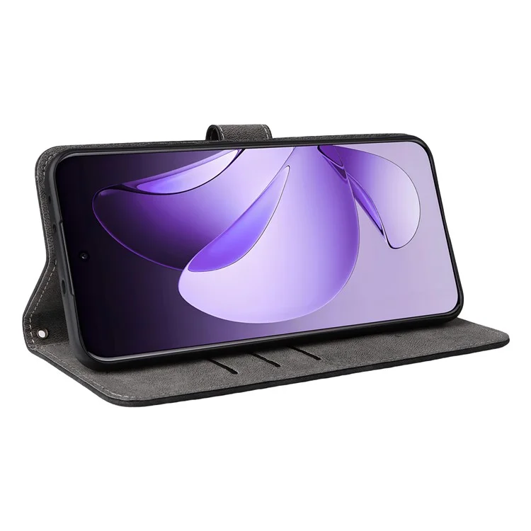 Custodia a portafoglio per Oppo Reno13 Pro 5G, in pelle PU con blocco RFID, con supporto e finestra - Nero