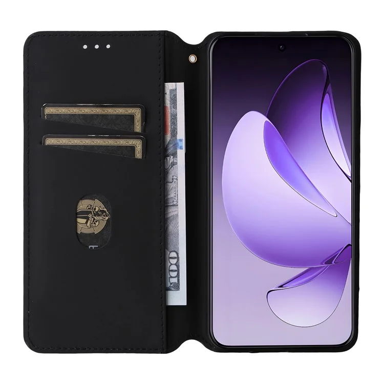 Custodia portafoglio per Oppo Reno13 Pro 5G, in pelle con motivo a rombi impresso - Argento