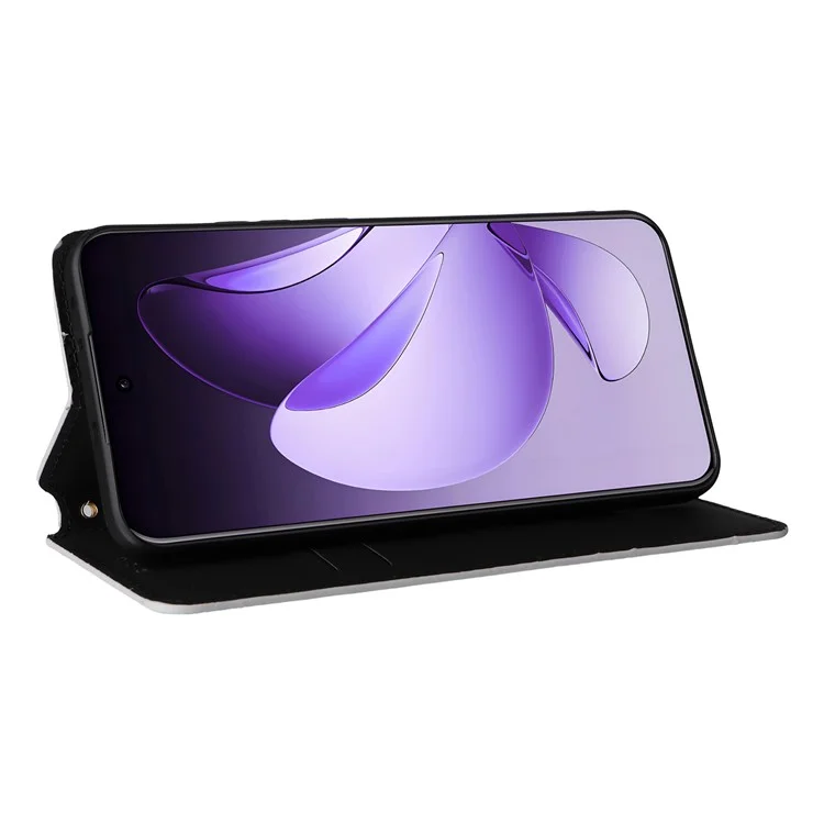Custodia portafoglio per Oppo Reno13 Pro 5G, in pelle con motivo a rombi impresso - Argento