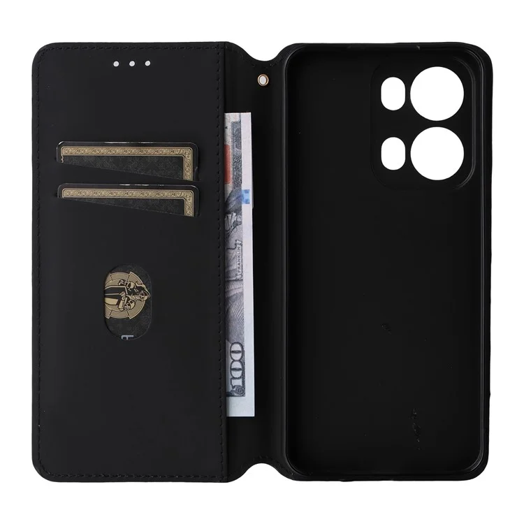 Custodia portafoglio per Oppo Reno13 Pro 5G, in pelle con motivo a rombi impresso - Argento