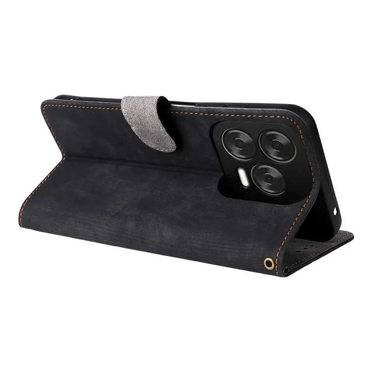 Wallet Case For ZTE Blade V70 Design  /  nubia V70 Design  /  Blade V70 Vita RFID Blocking PU Leather Cover Stand View - Black
