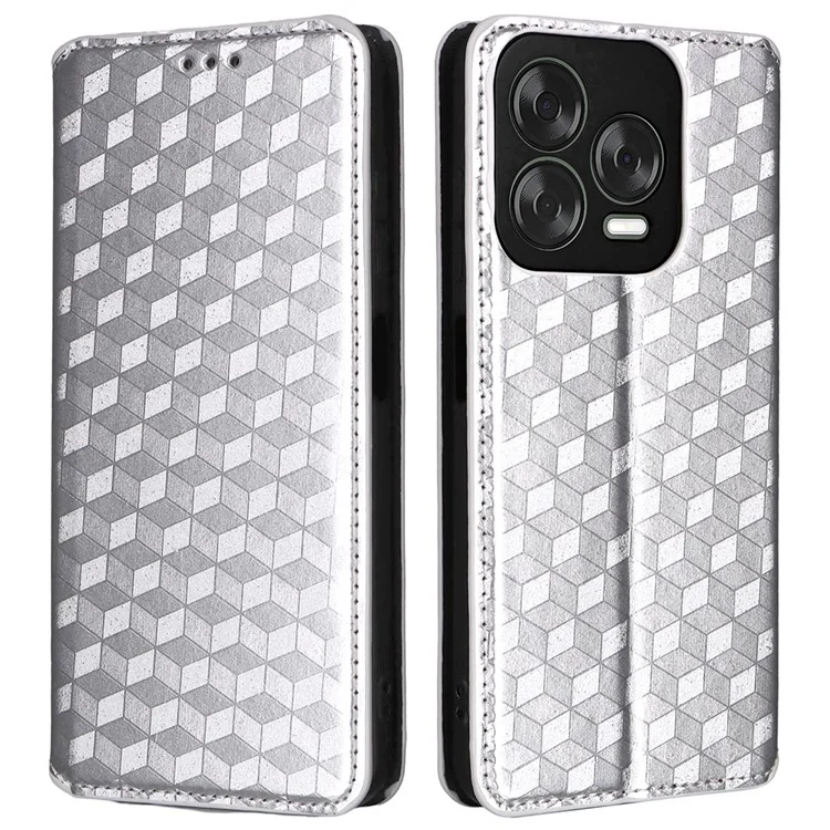 Geldbörse Handyhülle für ZTE Blade V70 Design / Nubia V70 Design / Blade V70 Vita Rhombus geprägtes Leder Handyhülle - Silber