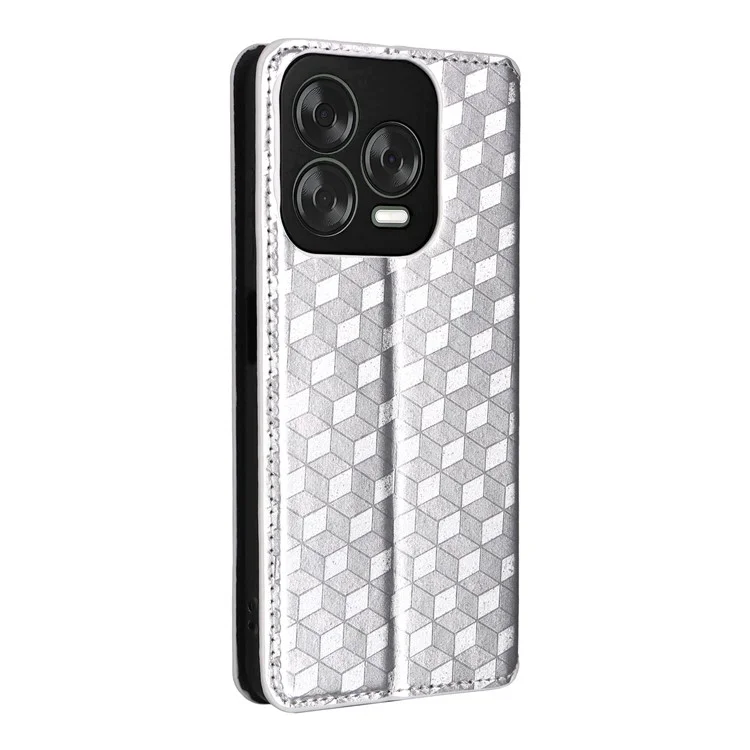 Geldbörse Handyhülle für ZTE Blade V70 Design / Nubia V70 Design / Blade V70 Vita Rhombus geprägtes Leder Handyhülle - Silber