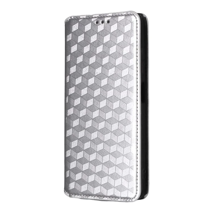 Geldbörse Handyhülle für ZTE Blade V70 Design / Nubia V70 Design / Blade V70 Vita Rhombus geprägtes Leder Handyhülle - Silber