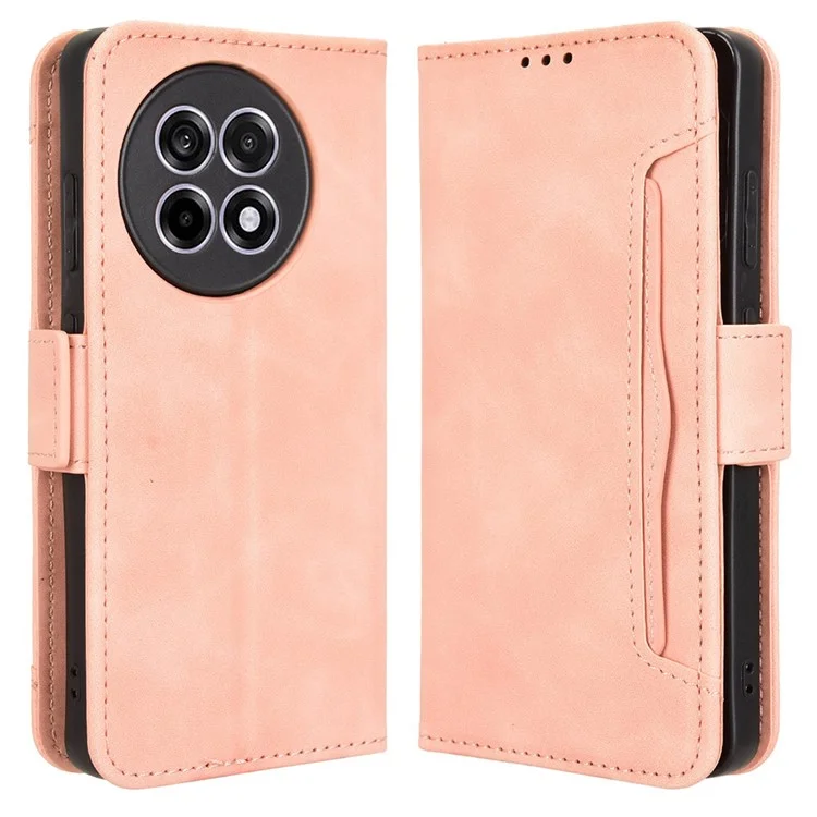 Étui en cuir pour OnePlus 13R 5G / Ace 5 5G / Ace 5 Pro 5G avec plusieurs fentes pour cartes - Rose