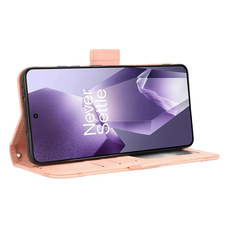 Étui en cuir pour OnePlus 13R 5G / Ace 5 5G / Ace 5 Pro 5G avec plusieurs fentes pour cartes - Rose