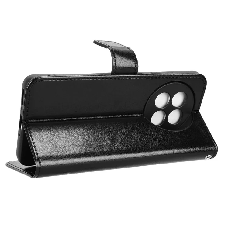 Étui en cuir pour OnePlus 13R 5G / Ace 5 5G / Ace 5 Pro 5G avec texture de cheval fou, housse de portefeuille pour téléphone - Noir