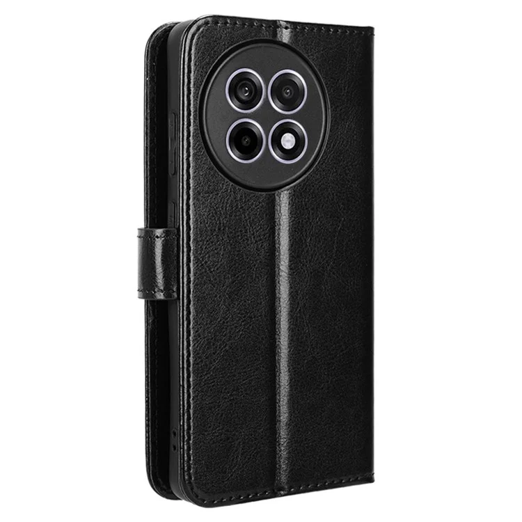 Étui en cuir pour OnePlus 13R 5G / Ace 5 5G / Ace 5 Pro 5G avec texture de cheval fou, housse de portefeuille pour téléphone - Noir