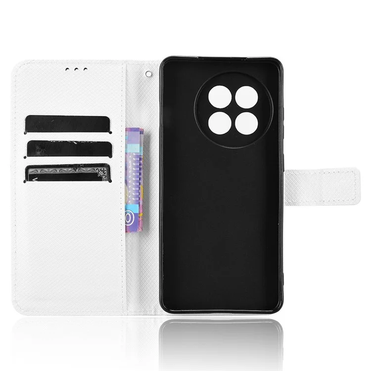 Étui portefeuille pour OnePlus 13R 5G / Ace 5 5G / Ace 5 Pro 5G en cuir PU avec texture diamantée - Blanc