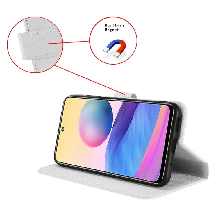 Étui portefeuille pour OnePlus 13R 5G / Ace 5 5G / Ace 5 Pro 5G en cuir PU avec texture diamantée - Blanc
