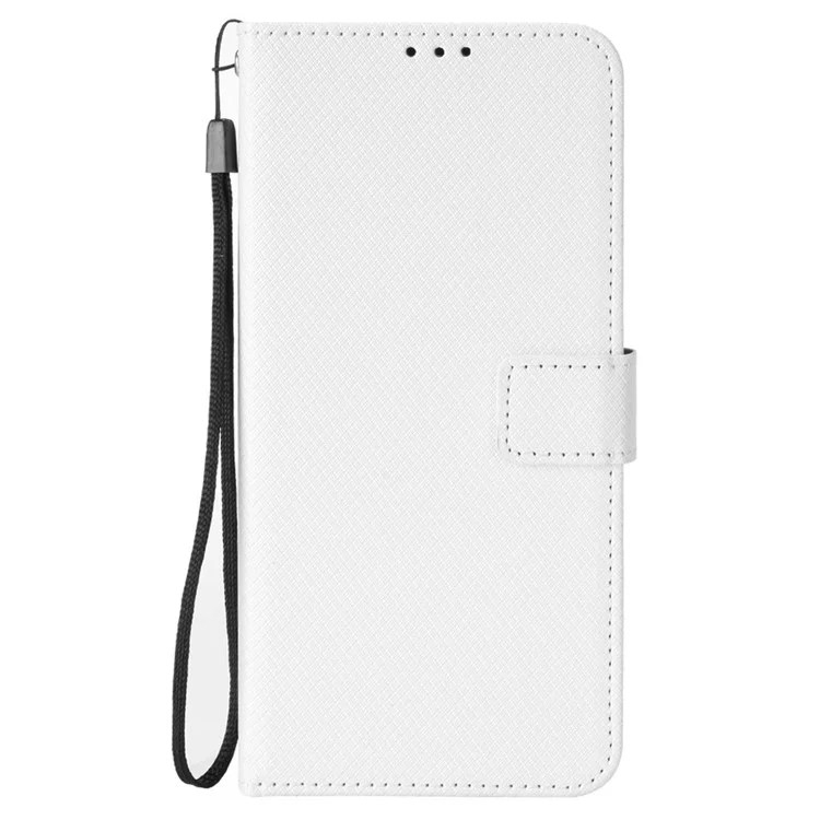 Étui portefeuille pour OnePlus 13R 5G / Ace 5 5G / Ace 5 Pro 5G en cuir PU avec texture diamantée - Blanc