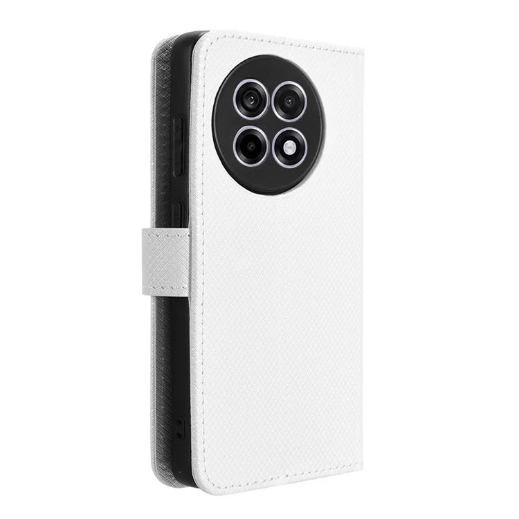 Étui portefeuille pour OnePlus 13R 5G / Ace 5 5G / Ace 5 Pro 5G en cuir PU avec texture diamantée - Blanc