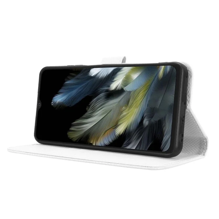 Handyhülle für Blackview Wave 8 / Wave 8C / Oscal Flat 2 PU-Leder Diamant-Textur Wallet Cover - Weiß